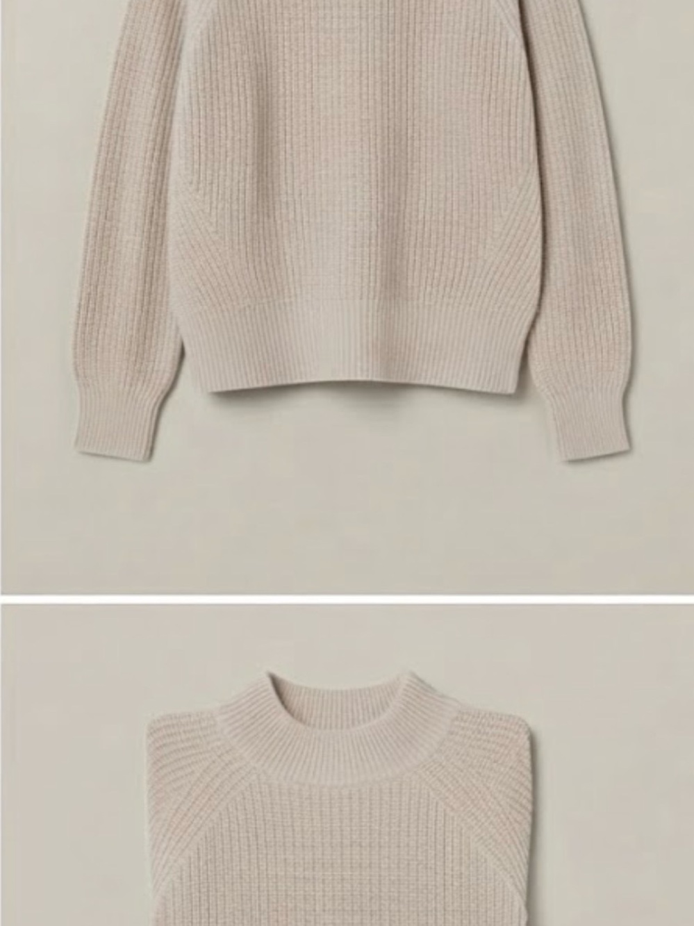 H&M Cream Ribbed Turtleneck Sweater